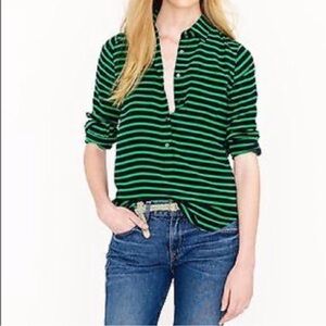 J. Crew Black and Green Striped Button Down Shirt